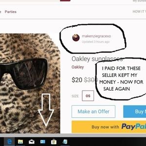 Oakley Sunglasses BEWARE! Seller won't ship